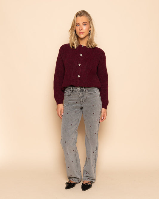 CARDIGAN DE PUNTO BORDEAUX